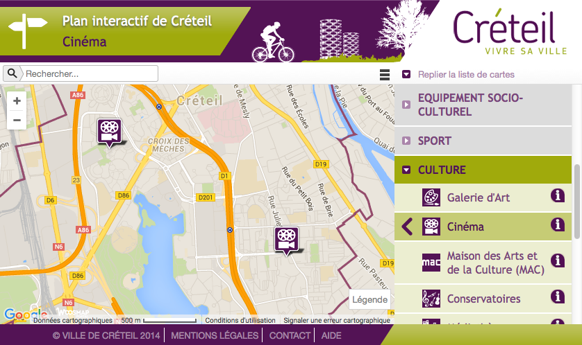 Plan interactif de Créteil